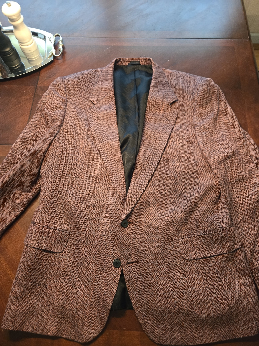 Bachrach Rust-Tone Herringbone Sport Coat Blazer Pure Silk